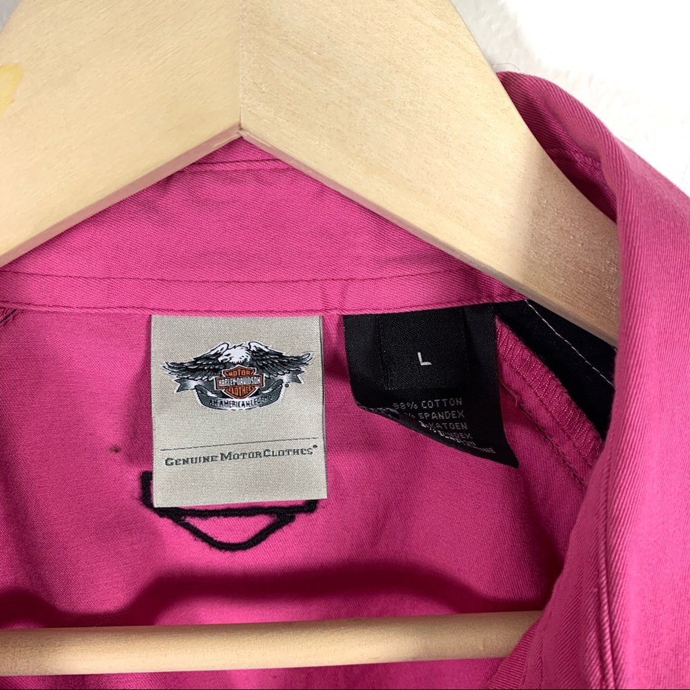 Harley Davison Size. L Pink, Black & White ZIP Top - Picture 2 of 5